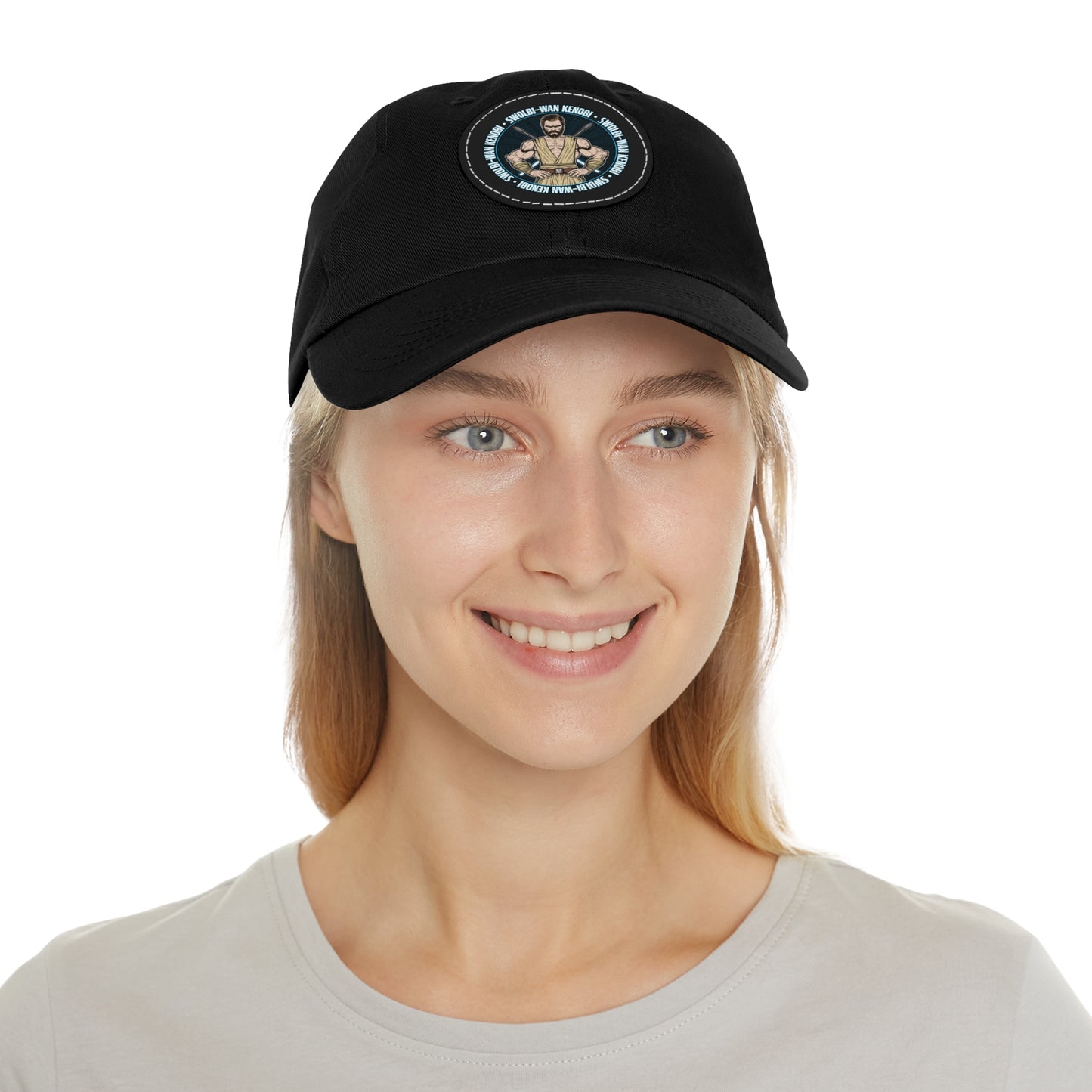 Swolbi-Wan Dad Hat with Leather Patch (Round)